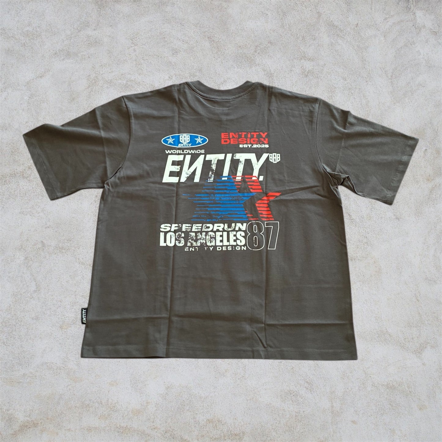 ADD TO CART: GREY T-Shirt – SPEEDRUN LA by ENTITY DESIGN