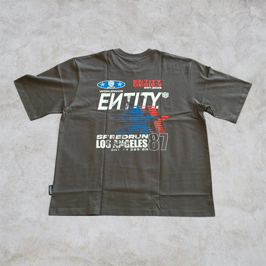 ADD TO CART: GREY T-Shirt – SPEEDRUN LA by ENTITY DESIGN